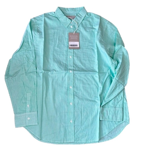 Everlane Tops - Everlane NWT Women’s Long Sleeve Button Down Oversized 100% Cotton Striped Mint